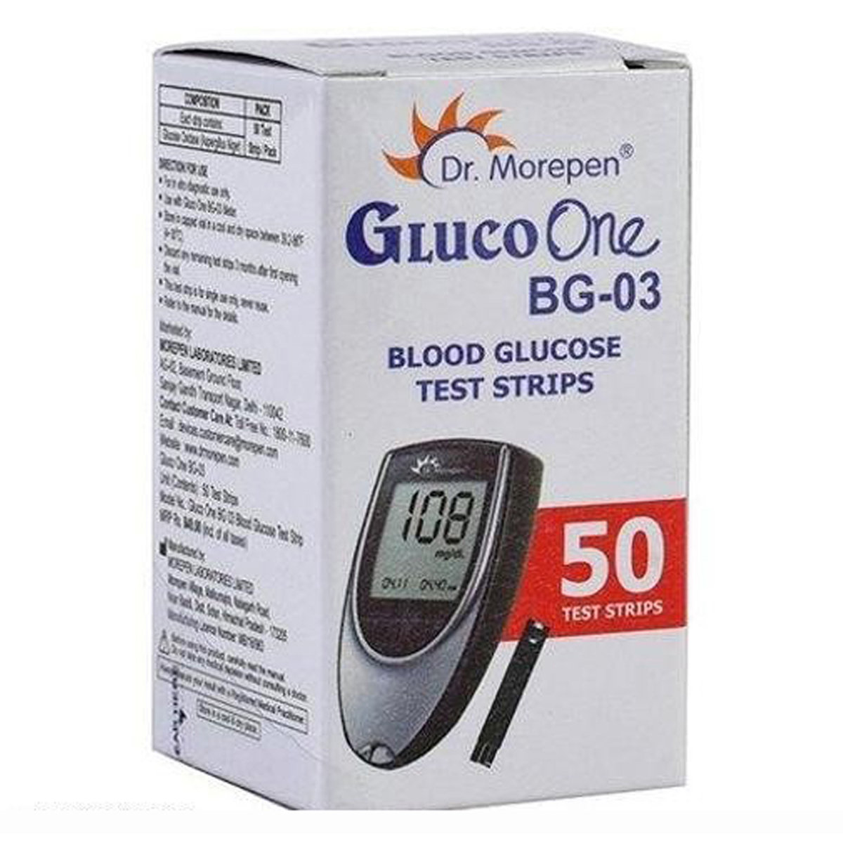 Dr. Morepen Gluco One BG-03 Blood Glucose Test Strips, 50 Count, Pack of 1 Dr. Morepen Gluco One BG-03 Blood Glucose Test Strips, 50 Count, Pack of 1