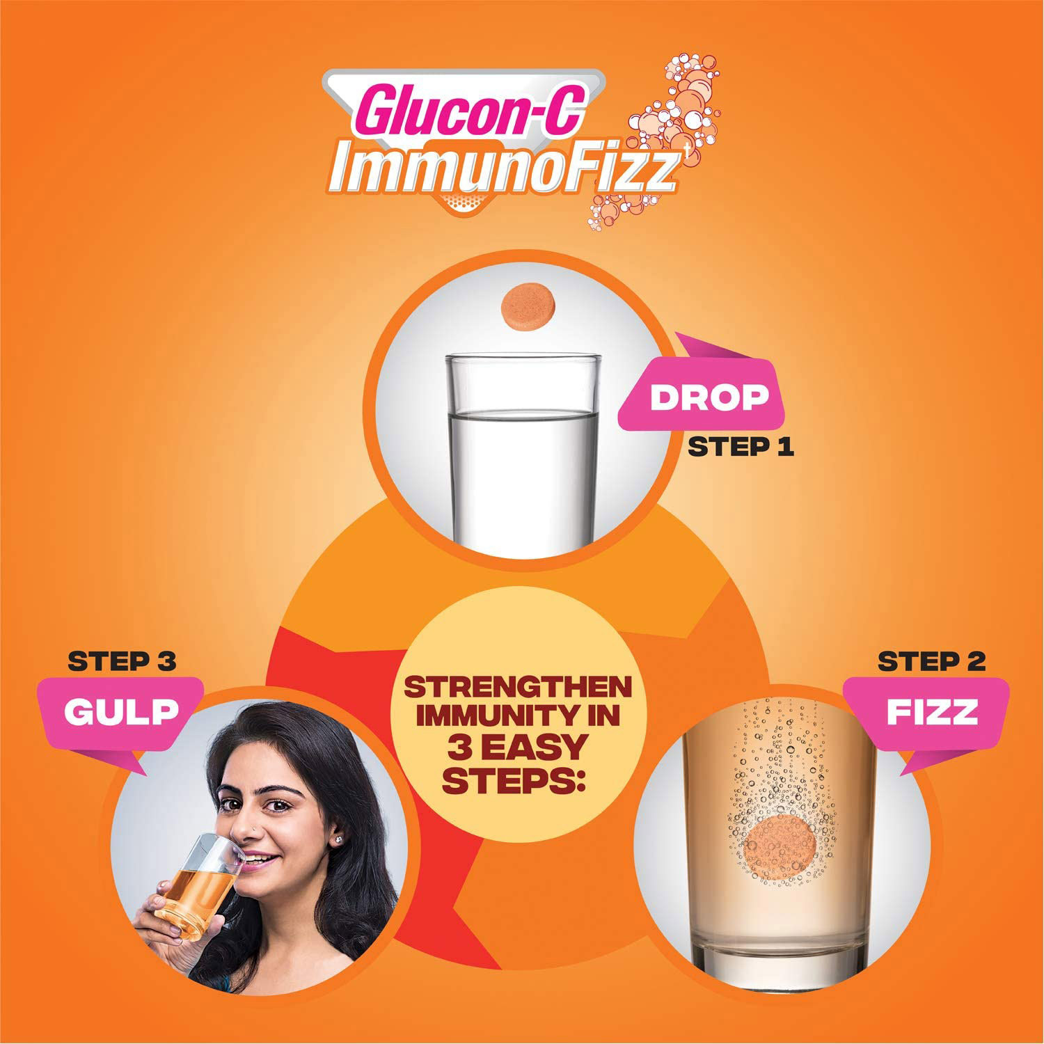 Glucon-C Immuno Fizz Orange Flavour 1000 mg, 20 Tablets, Pack of 1 Glucon-C Immuno Fizz Orange Flavour 1000 mg, 20 Tablets, Pack of 1