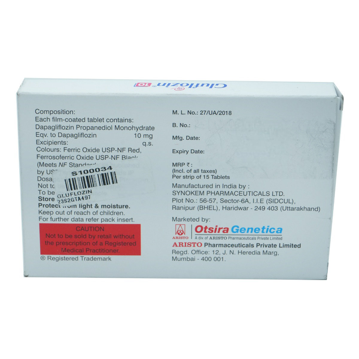 Gluflozin 10 Tablet 15's, Pack of 15 TABLETS Gluflozin 10 Tablet 15's, Pack of 15 TABLETS