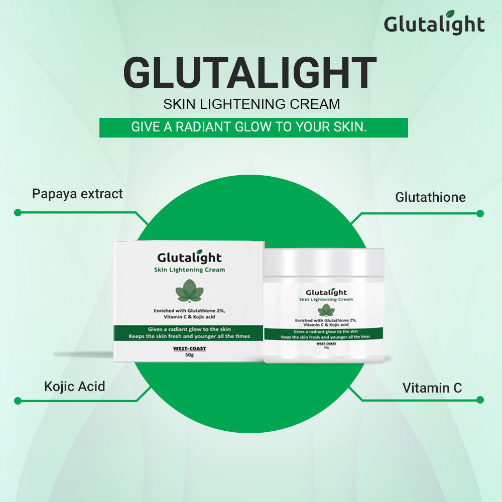 Glutalight Skin Lightening Cream 50 gm | Glutathione, Kojic Acid & Vitamin C | Keep Skin Fresh & Younger | For Radiant Glow, Pack of 1 Glutalight Skin Lightening Cream 50 gm | Glutathione, Kojic Acid & Vitamin C | Keep Skin Fresh & Younger | For Radiant Glow, Pack of 1