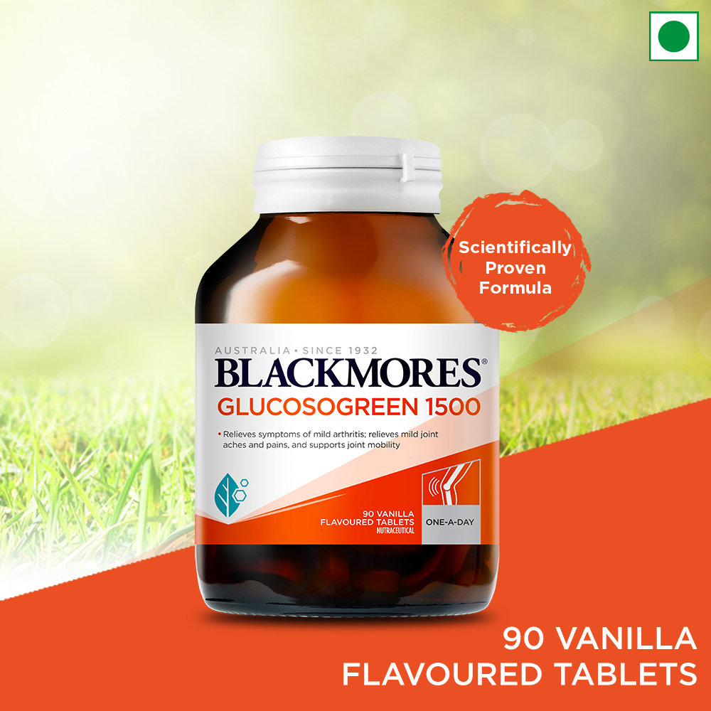 Blackmores Glucosogreen 1500 Vanilla Flavour for Joint Health, 90 Tablets, Pack of 1 Blackmores Glucosogreen 1500 Vanilla Flavour for Joint Health, 90 Tablets, Pack of 1