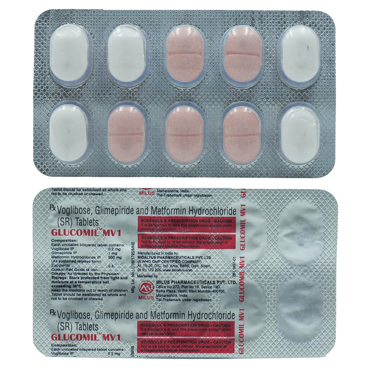 Glucomil MV1 Tablet 10's, Pack of 10 TabletS Glucomil MV1 Tablet 10's, Pack of 10 TabletS
