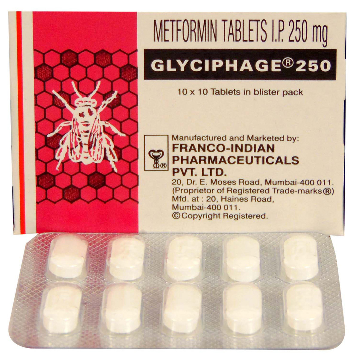 Glyciphage 250 Tablet 10's, Pack of 10 TABLETS Glyciphage 250 Tablet 10's, Pack of 10 TABLETS