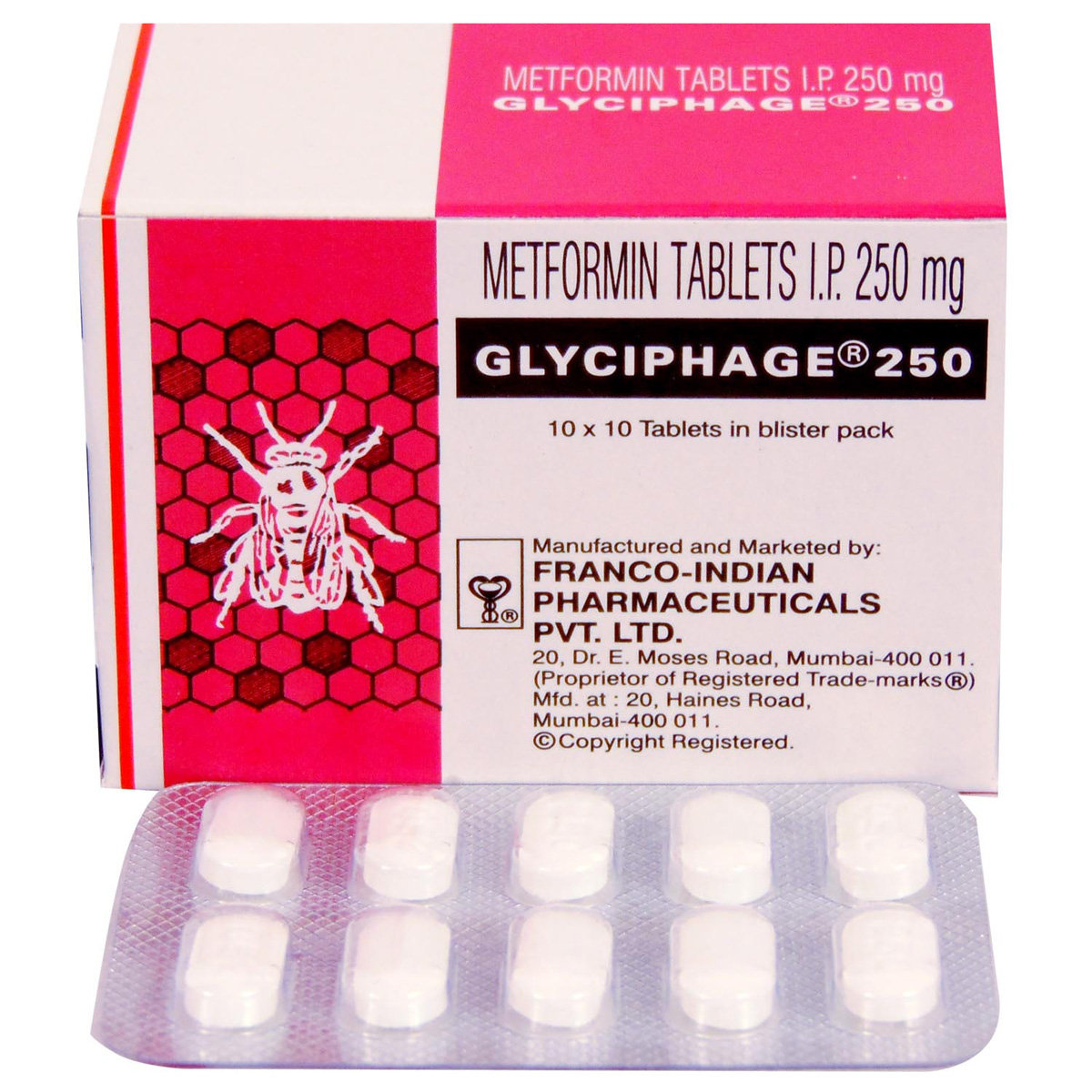 Glyciphage 250 Tablet 10's, Pack of 10 TABLETS Glyciphage 250 Tablet 10's, Pack of 10 TABLETS