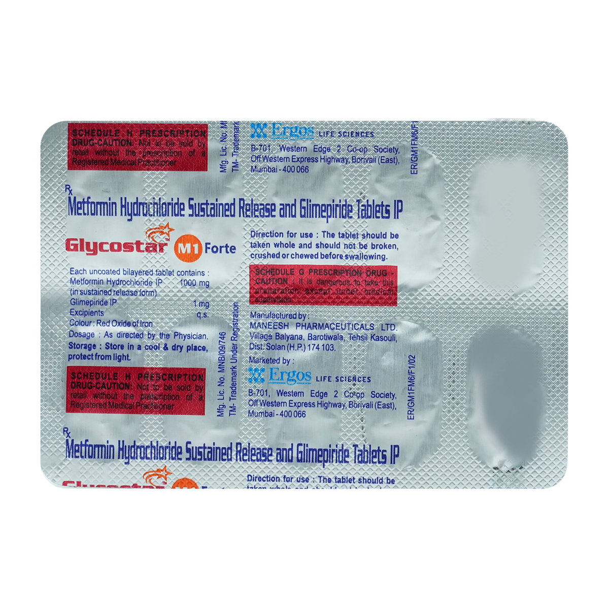 Glycostar M1 Forte Tablet 10's, Pack of 10 TabletS Glycostar M1 Forte Tablet 10's, Pack of 10 TabletS