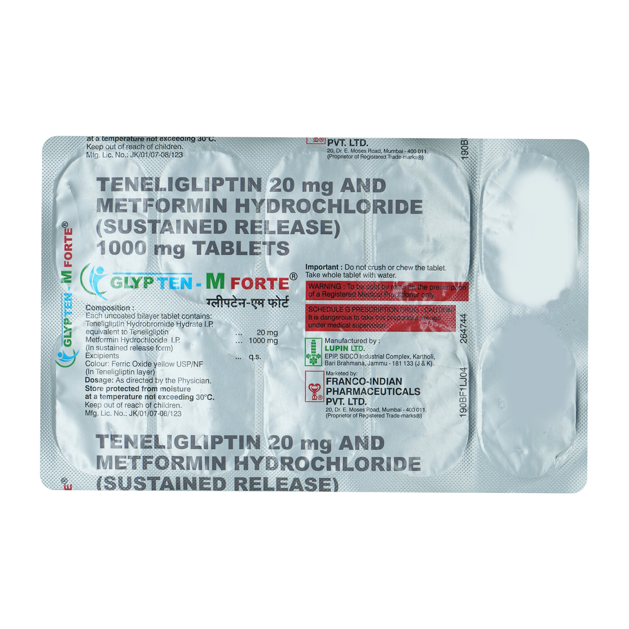 Glypten-M Forte Tablet 10's, Pack of 10 Glypten-M Forte Tablet 10's, Pack of 10