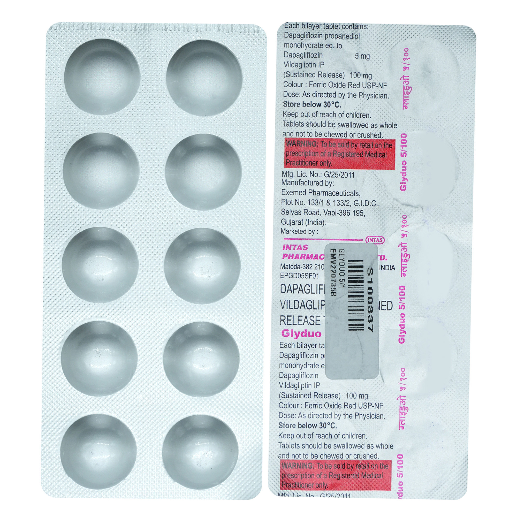 Glyduo 5 mg/100 mg Tablet 10's, Pack of 10 Glyduo 5 mg/100 mg Tablet 10's, Pack of 10