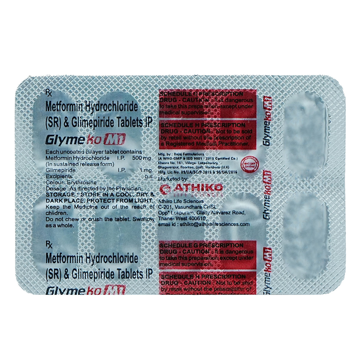 Glymeko M1 Tablet 10's, Pack of 10 TabletS Glymeko M1 Tablet 10's, Pack of 10 TabletS