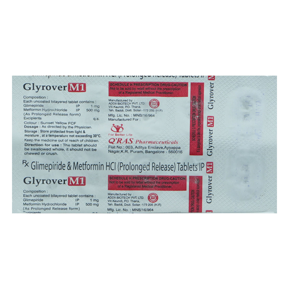 Glyrover M1 Tablet 10's, Pack of 10 TabletS Glyrover M1 Tablet 10's, Pack of 10 TabletS