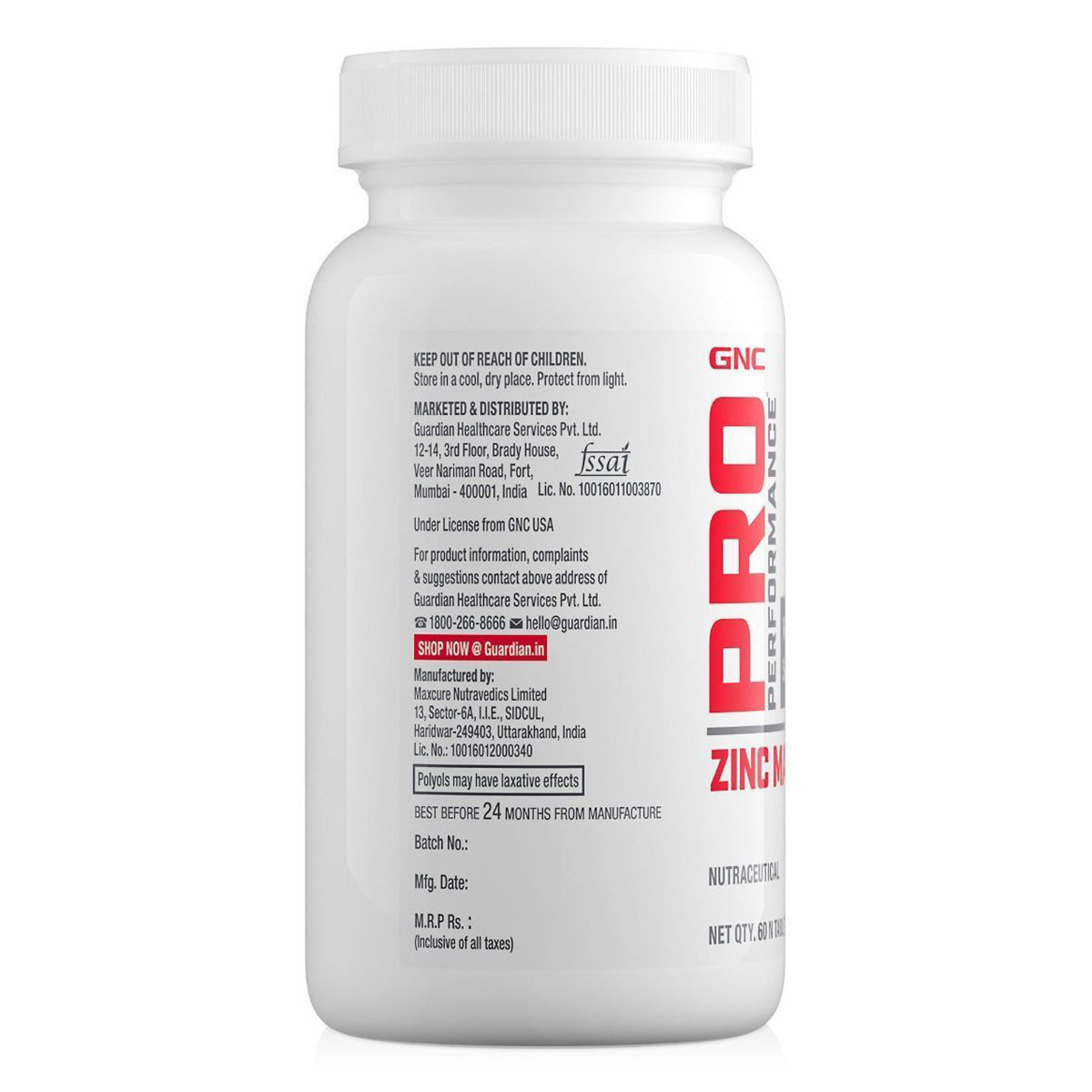 GNC Pro Performance Zinc Magnesium, 60 Tablets, Pack of 1 GNC Pro Performance Zinc Magnesium, 60 Tablets, Pack of 1