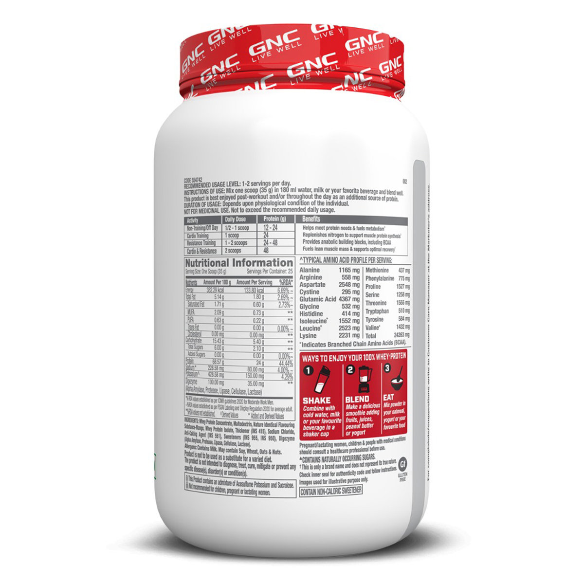 GNC Pro Performance 100% Whey Protein Mango Smoothie Flavour Powder, 0.907 kg, Pack of 1 GNC Pro Performance 100% Whey Protein Mango Smoothie Flavour Powder, 0.907 kg, Pack of 1