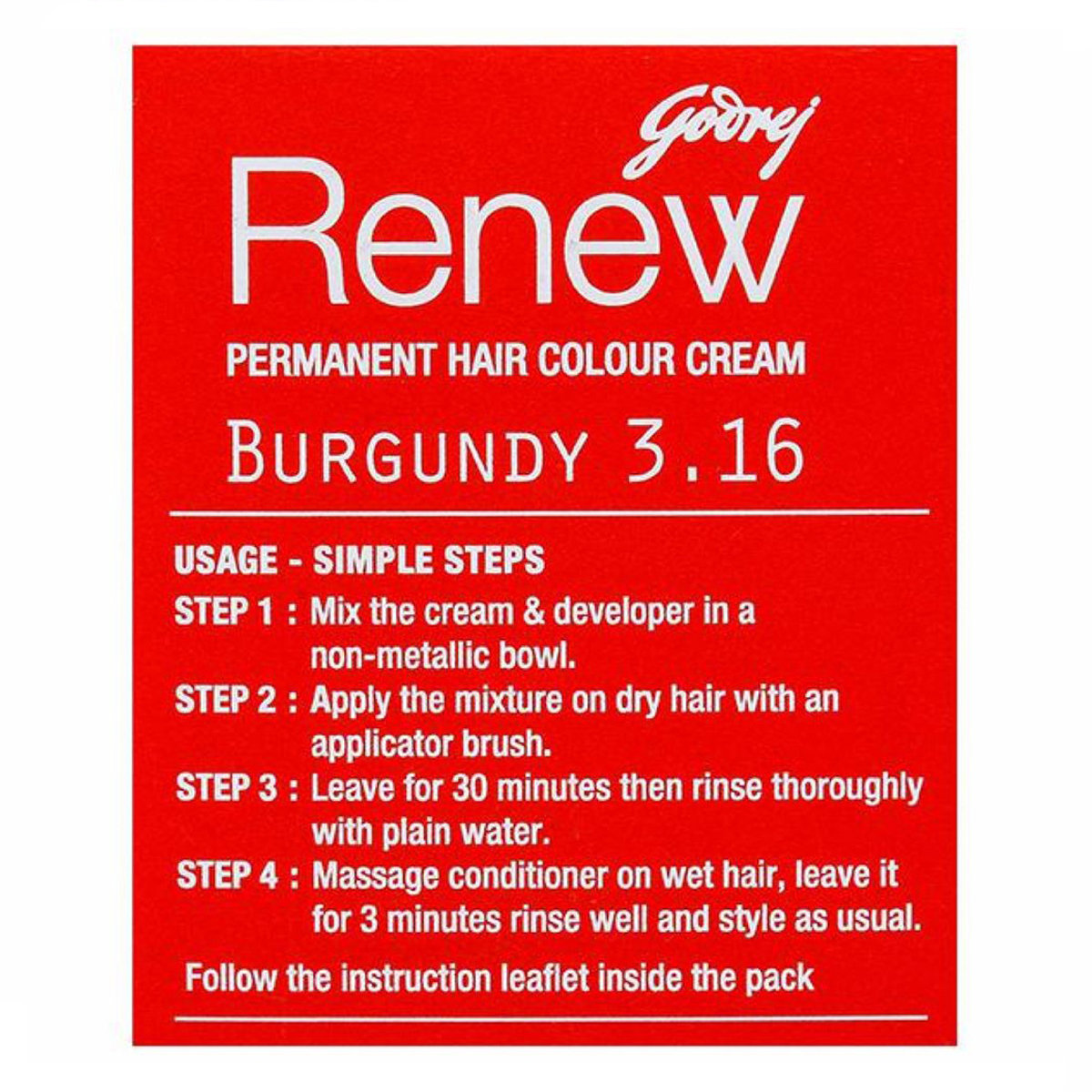 Godrej Renew Shade 3.16 Hair Colour, Burgundy, 20 ml, Pack of 1 Godrej Renew Shade 3.16 Hair Colour, Burgundy, 20 ml, Pack of 1