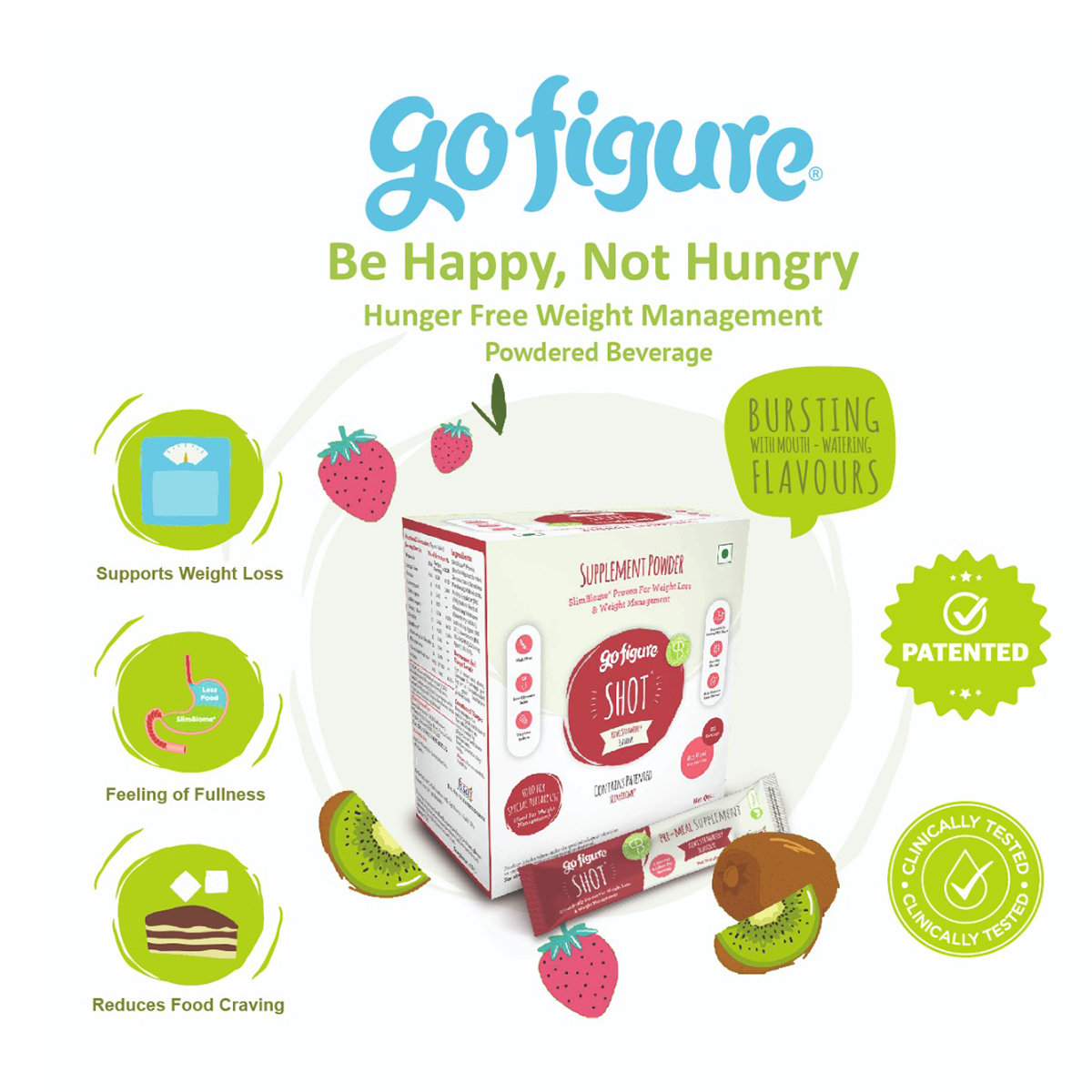 GoFigure Weight Management Shot Kiwi Strawberry Flavour Powder, 105 gm (21x5 gm), Pack of 1 GoFigure Weight Management Shot Kiwi Strawberry Flavour Powder, 105 gm (21x5 gm), Pack of 1