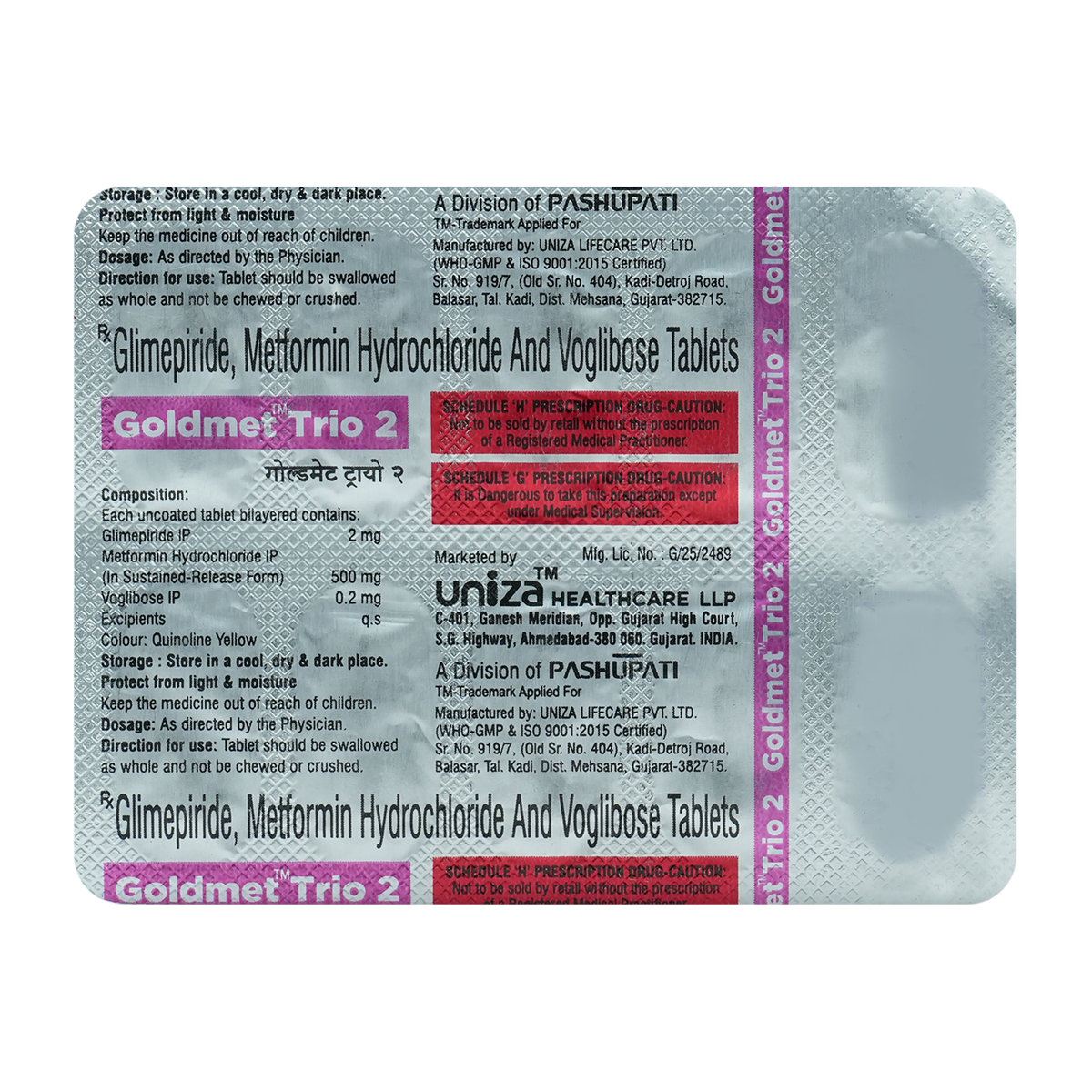Goldmet Trio 2 Tablet 10's, Pack of 10 TabletS Goldmet Trio 2 Tablet 10's, Pack of 10 TabletS
