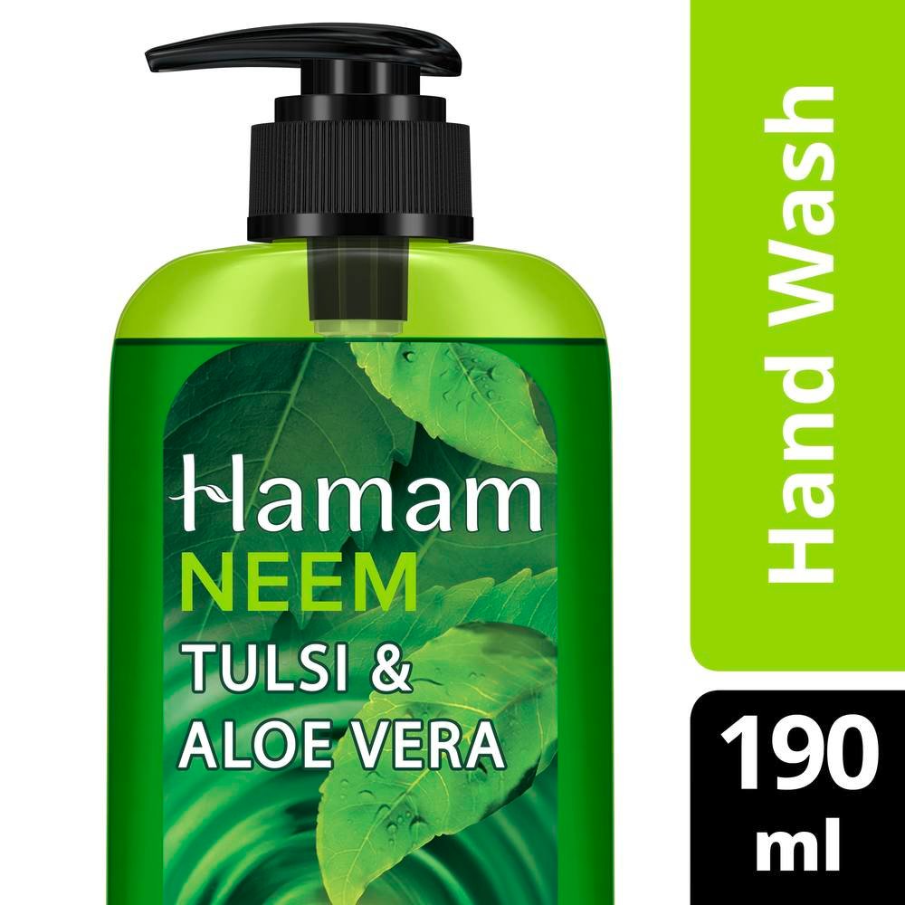 Hamam Neem Tulsi & Aloe Vera Handwash 190 ml | 100 % Pure Neem Oil | Removes Impurities | Keep Hand Clean, Pack of 1 Hamam Neem Tulsi & Aloe Vera Handwash 190 ml | 100 % Pure Neem Oil | Removes Impurities | Keep Hand Clean, Pack of 1