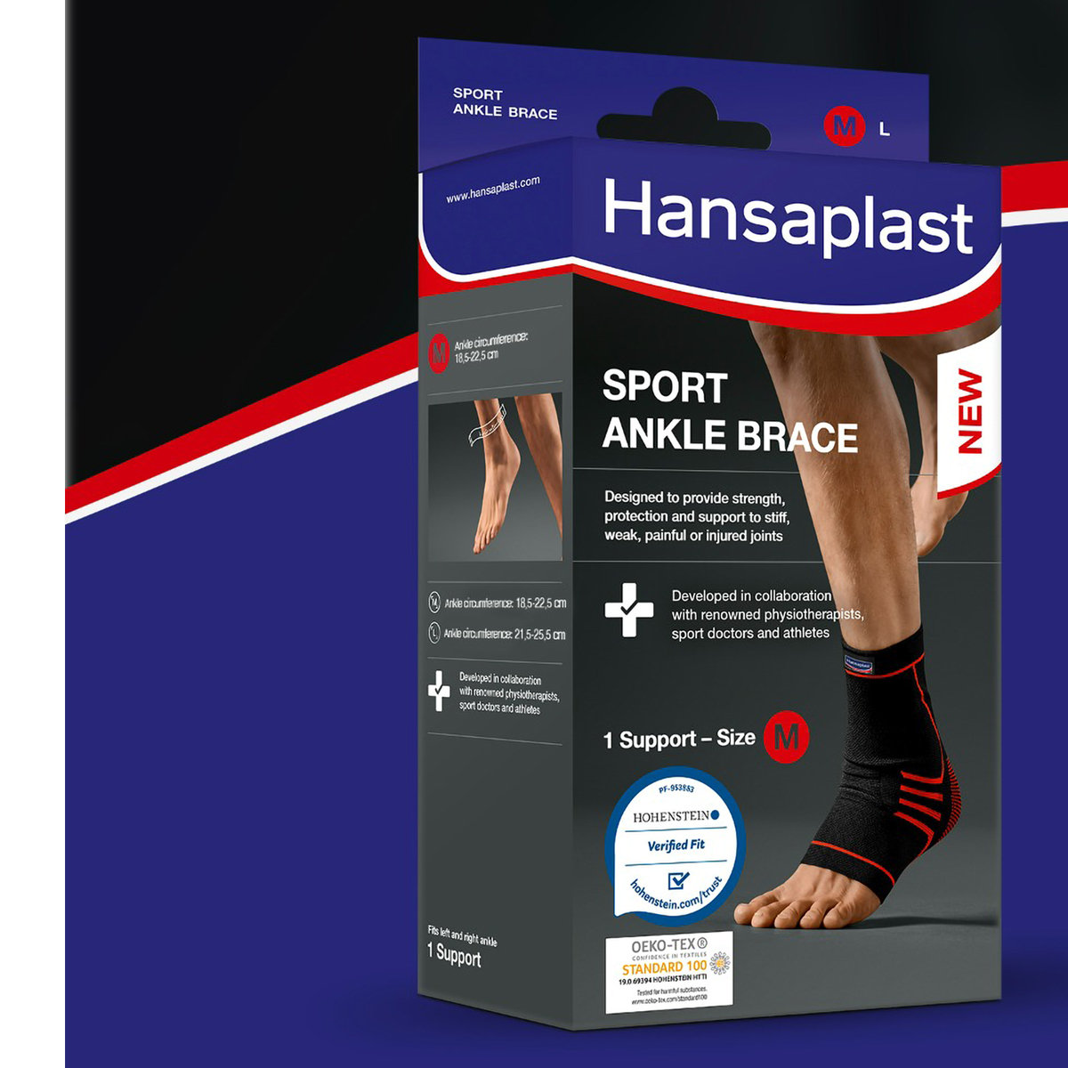 Hansaplast Sport Ankle Brace Medium, 1 Pair, Pack of 1 Hansaplast Sport Ankle Brace Medium, 1 Pair, Pack of 1