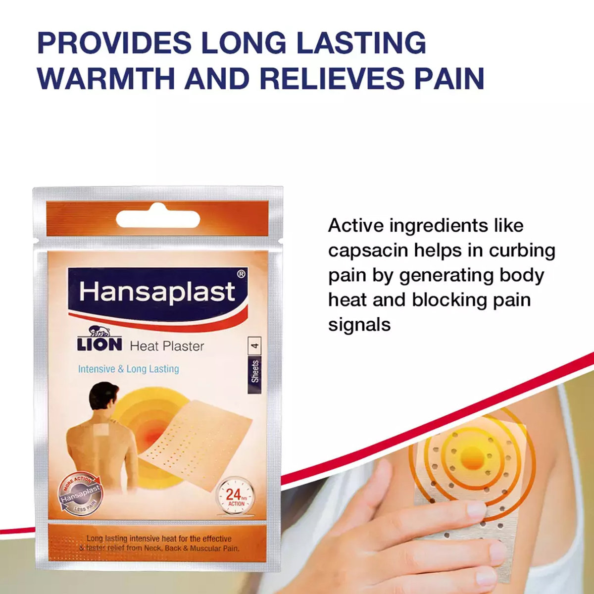 Hansaplast Lion Heat Plaster Sheet, 4 Count, Pack of 1 Hansaplast Lion Heat Plaster Sheet, 4 Count, Pack of 1