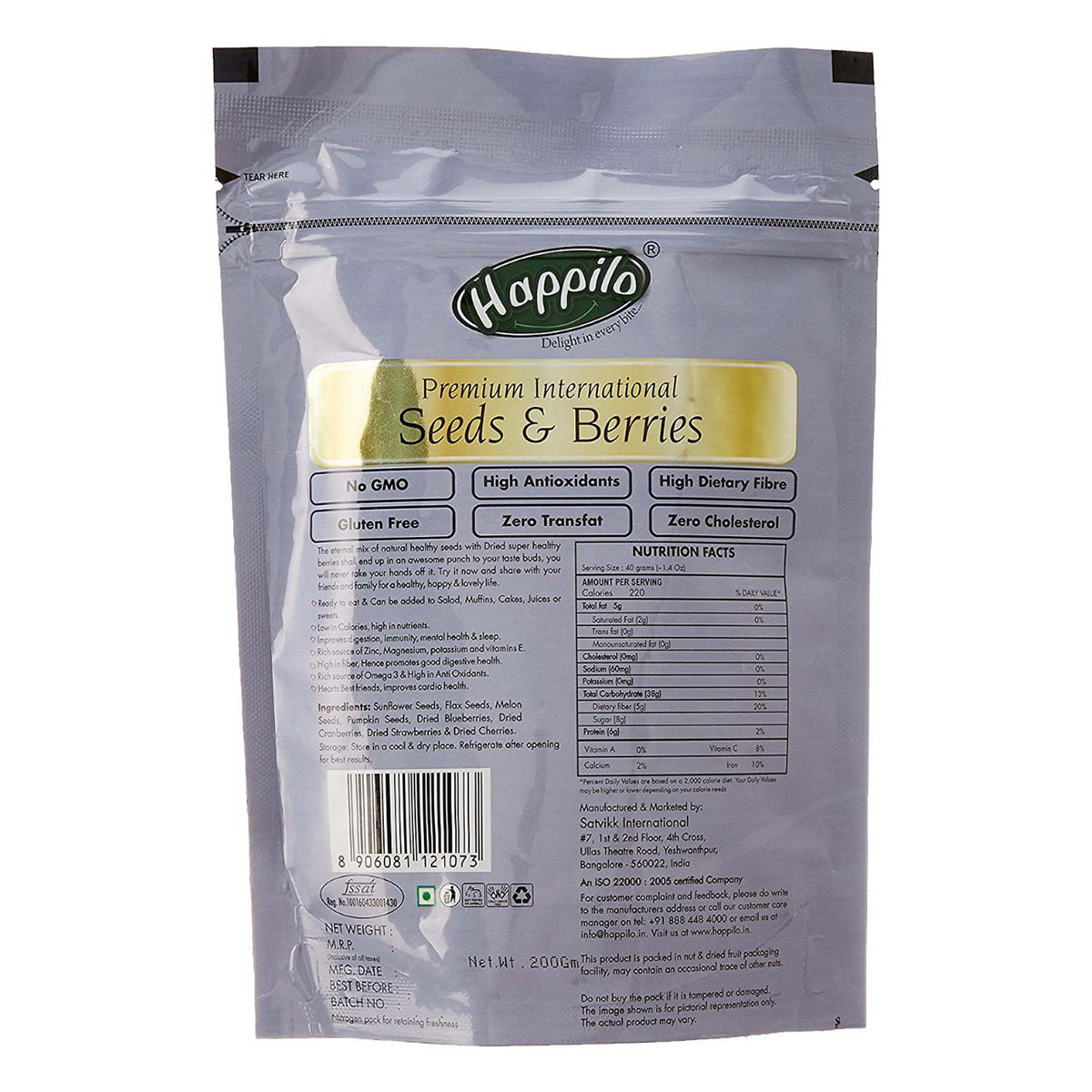 Happilo Premium International Seeds & Berries, 200 gm, Pack of 1 Happilo Premium International Seeds & Berries, 200 gm, Pack of 1