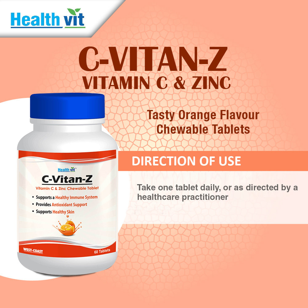 Healthvit C-Vitan-Z Vitamin C & Zinc Chewable, 60 Tablets, Pack of 1 Healthvit C-Vitan-Z Vitamin C & Zinc Chewable, 60 Tablets, Pack of 1