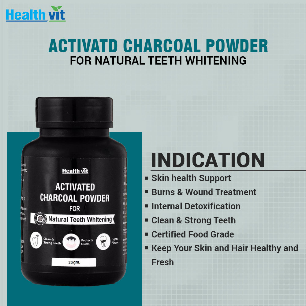 Healthvit Teeth Whitening Charcoal Powder, 20 gm, Pack of 1 Healthvit Teeth Whitening Charcoal Powder, 20 gm, Pack of 1