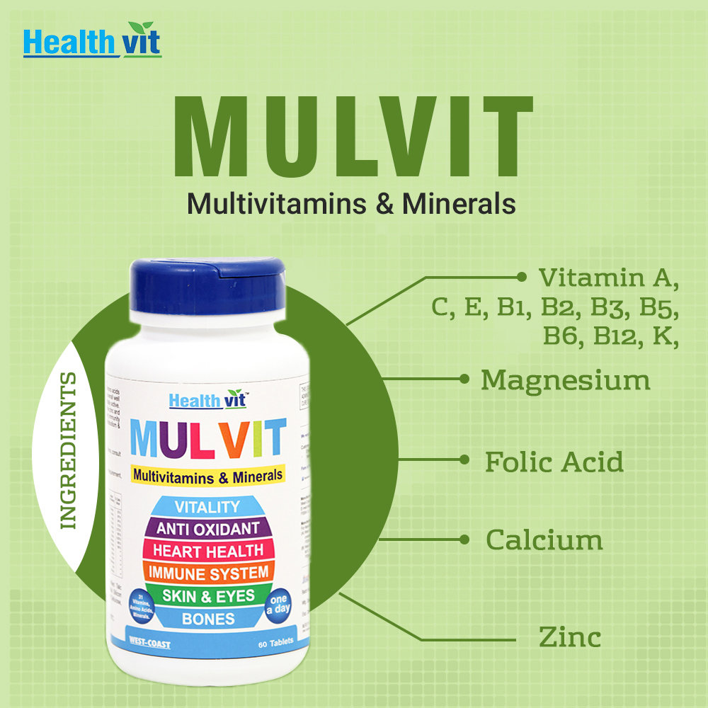 Healthvit Mulvit Multivitamins & Minerals, 60 Tablets, Pack of 1 Healthvit Mulvit Multivitamins & Minerals, 60 Tablets, Pack of 1