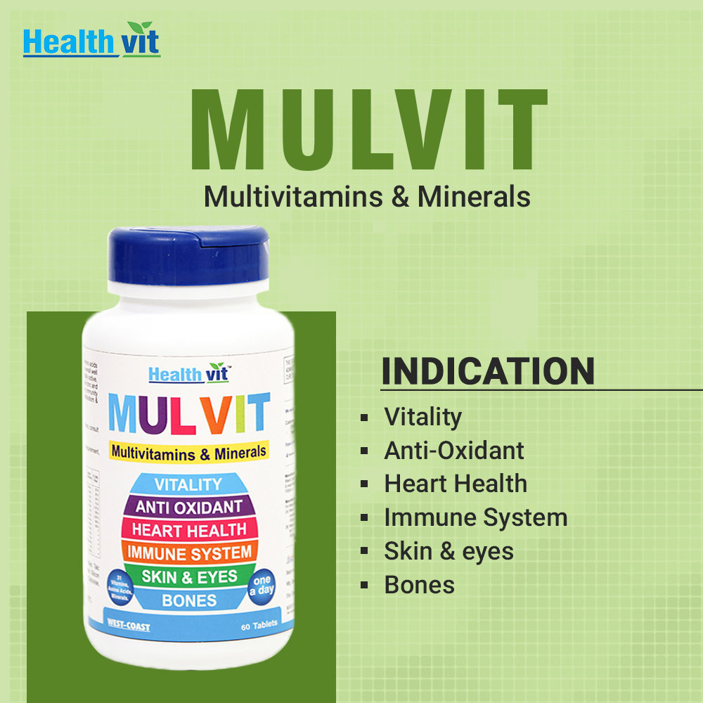 Healthvit Mulvit Multivitamins & Minerals, 60 Tablets, Pack of 1 Healthvit Mulvit Multivitamins & Minerals, 60 Tablets, Pack of 1