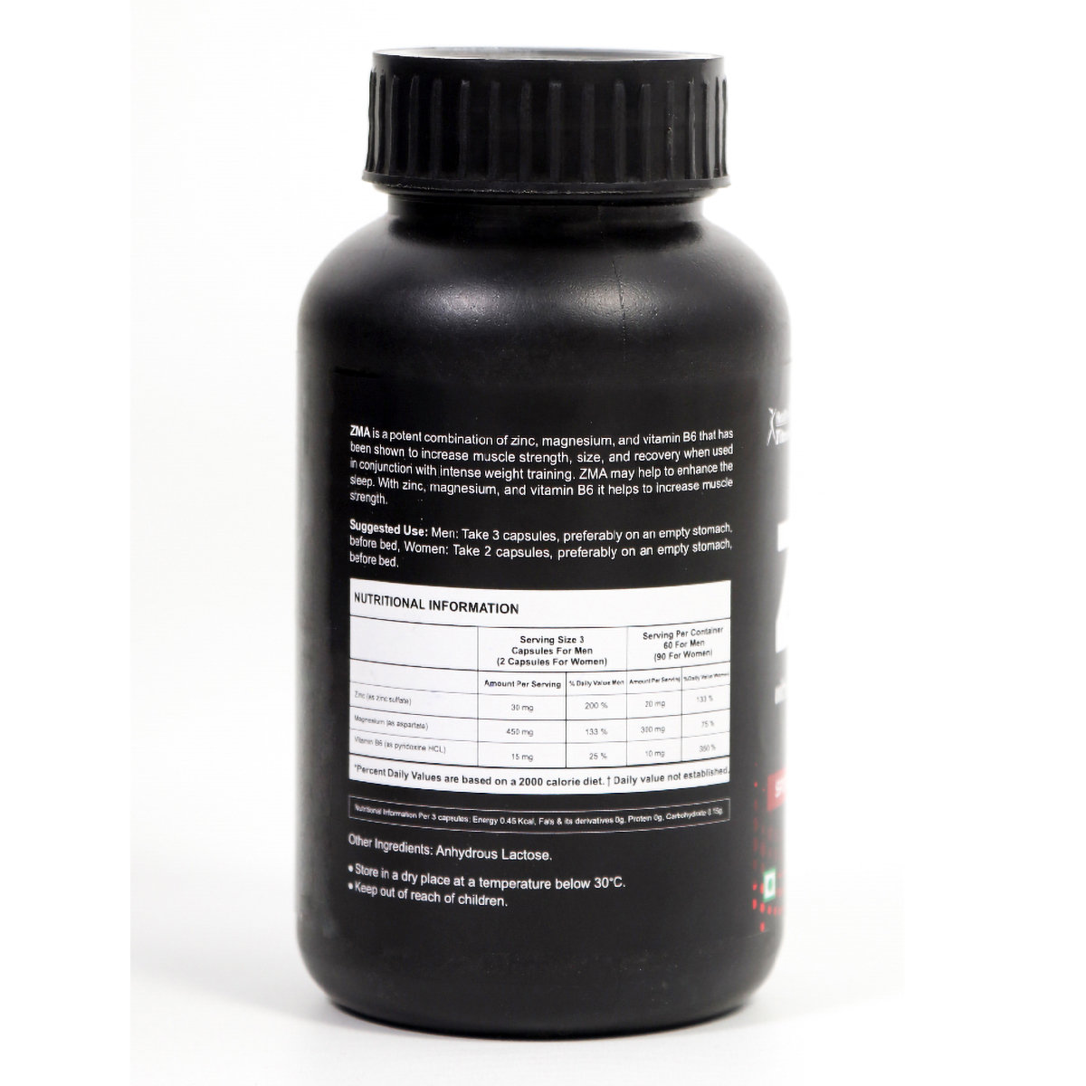 Healthvit ZMA ( Zinc, Magnesium, Vitamin B6), 90 Capsules, Pack of 1 Healthvit ZMA ( Zinc, Magnesium, Vitamin B6), 90 Capsules, Pack of 1