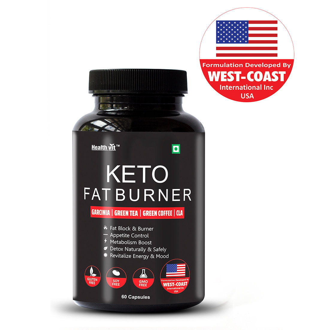 Healthvit Keto Fat Burner, 60 Capsules, Pack of 1 Healthvit Keto Fat Burner, 60 Capsules, Pack of 1