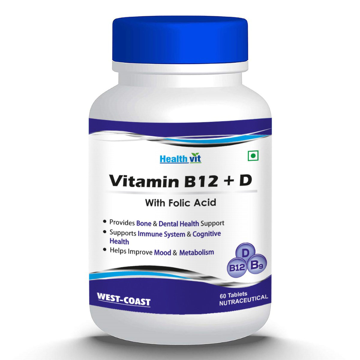 Healthvit Vitamin B12 + D, 60 Tablets, Pack of 1 Healthvit Vitamin B12 + D, 60 Tablets, Pack of 1