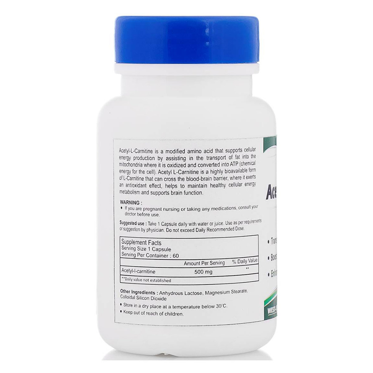 Healthvit Acetyl-L-Carnitine 500 mg, 60 Capsules, Pack of 1 Healthvit Acetyl-L-Carnitine 500 mg, 60 Capsules, Pack of 1