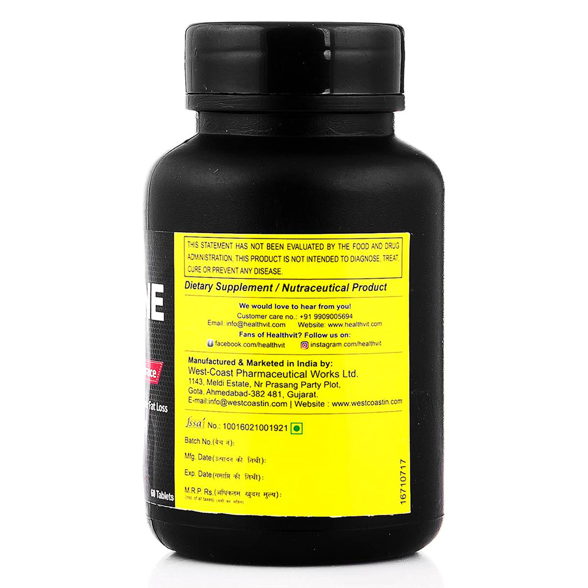 Healthvit Fitness Caffeine 100 mg, 60 Tablets, Pack of 1 Healthvit Fitness Caffeine 100 mg, 60 Tablets, Pack of 1