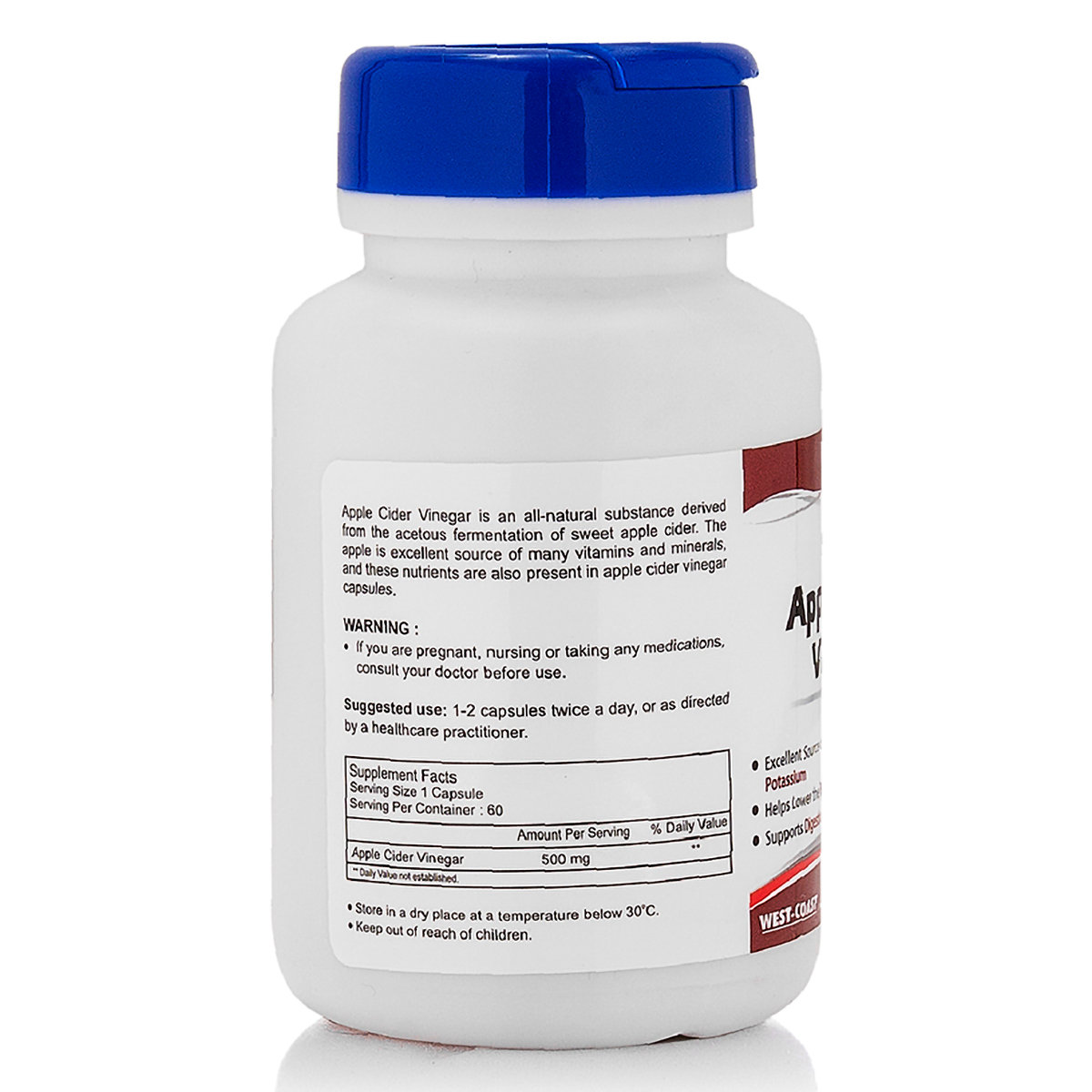 Healthvit Apple Cider Vinegar 500 mg, 60 Capsules, Pack of 1 Healthvit Apple Cider Vinegar 500 mg, 60 Capsules, Pack of 1