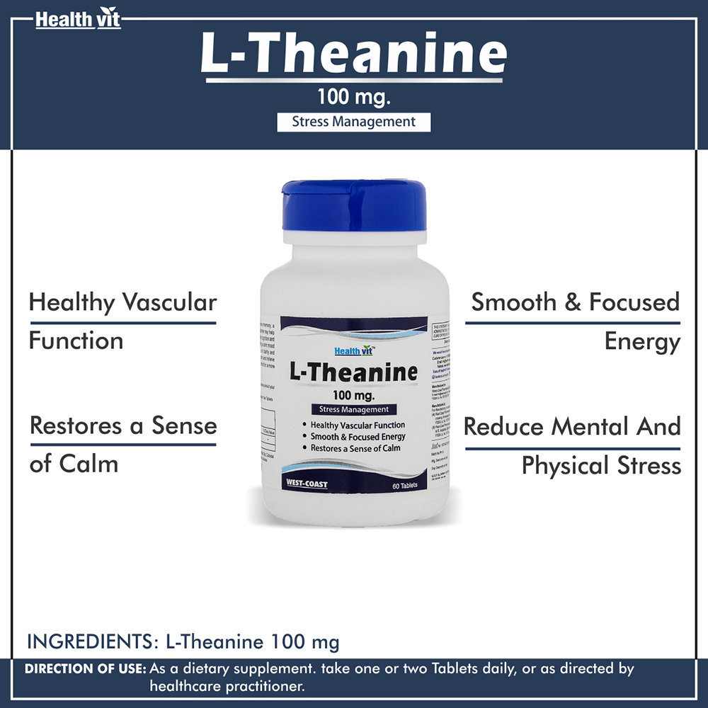 Healthvit L-Theanine 100 mg, 60 Tablets, Pack of 1 Healthvit L-Theanine 100 mg, 60 Tablets, Pack of 1