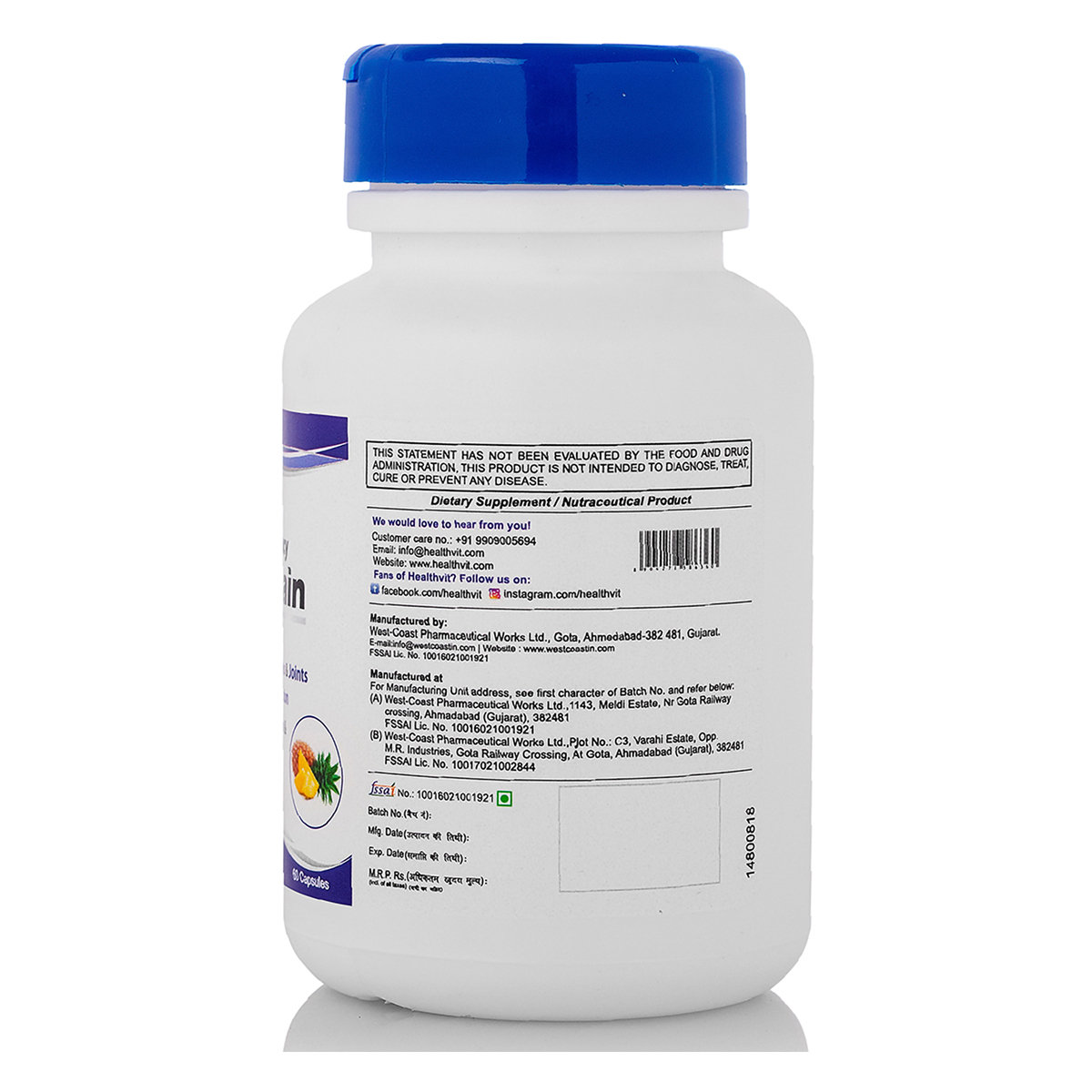 Healthvit High Potency Bromelain 3000 GDU, 60 Capsules, Pack of 1 Healthvit High Potency Bromelain 3000 GDU, 60 Capsules, Pack of 1