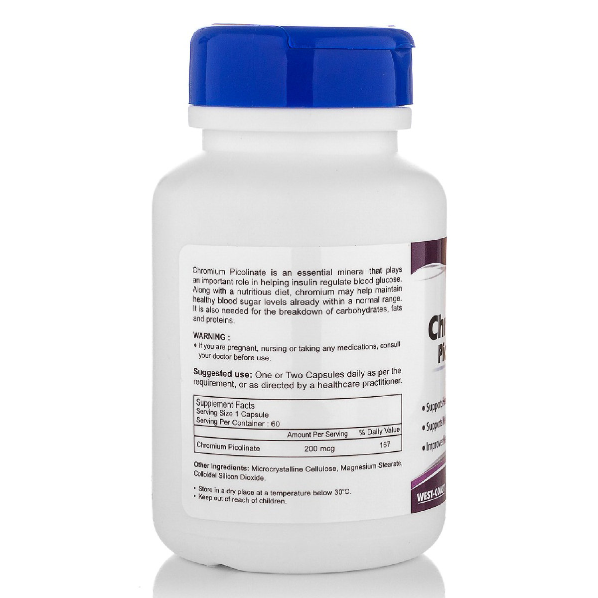 Healthvit Chromium Picolinate 200 mg, 60 Capsules, Pack of 1 Healthvit Chromium Picolinate 200 mg, 60 Capsules, Pack of 1