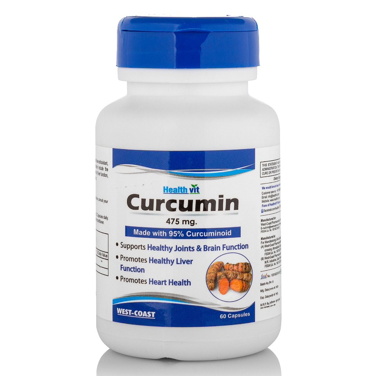 Healthvit Curcumin 475 mg, 60 Capsules, Pack of 1 Healthvit Curcumin 475 mg, 60 Capsules, Pack of 1