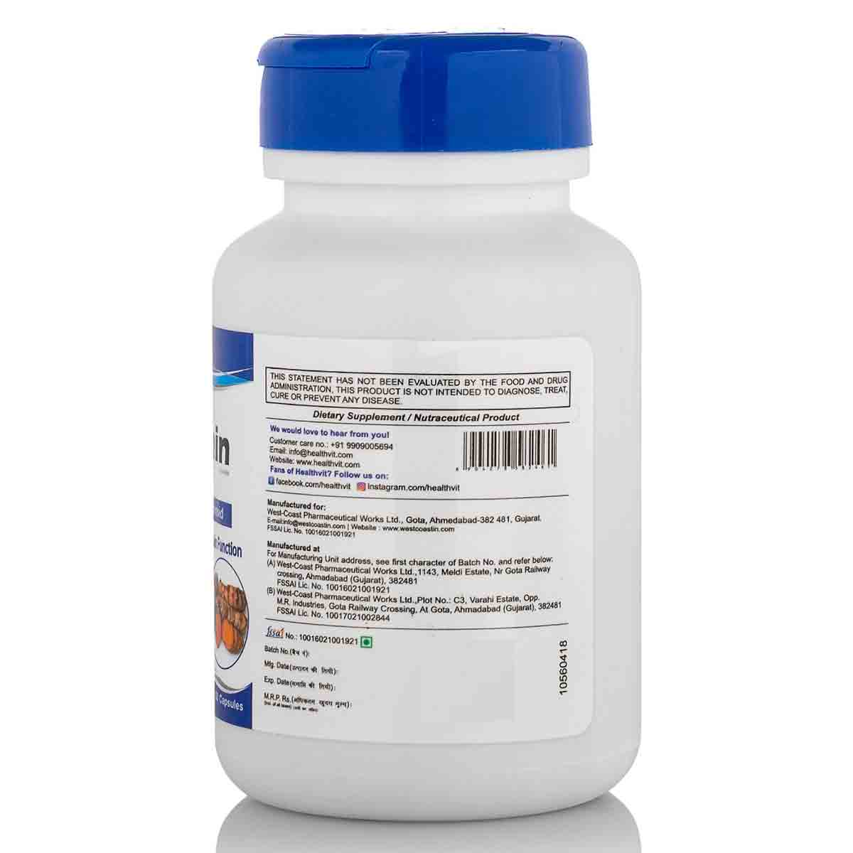 Healthvit Curcumin 475 mg, 60 Capsules, Pack of 1 Healthvit Curcumin 475 mg, 60 Capsules, Pack of 1