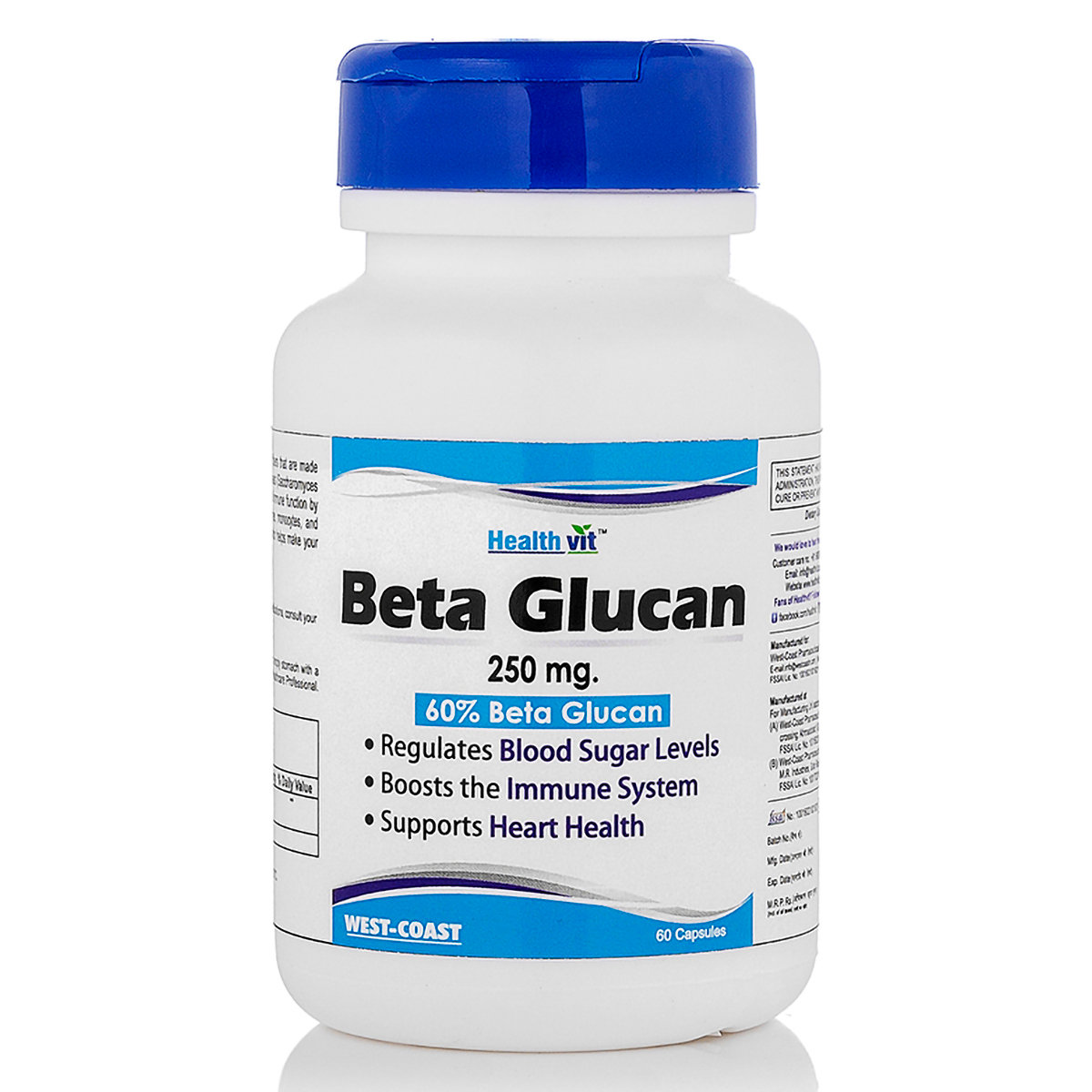 Healthvit Beta Glucan 250 mg, 60 Capsules, Pack of 1 Healthvit Beta Glucan 250 mg, 60 Capsules, Pack of 1