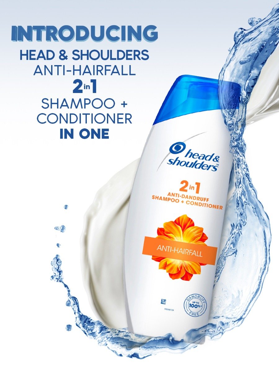 Head & Shoulders 2-in-1 Anti-Hairfall Anti-Dandruff Shampoo + Conditioner, 180 ml, Pack of 1 Head & Shoulders 2-in-1 Anti-Hairfall Anti-Dandruff Shampoo + Conditioner, 180 ml, Pack of 1