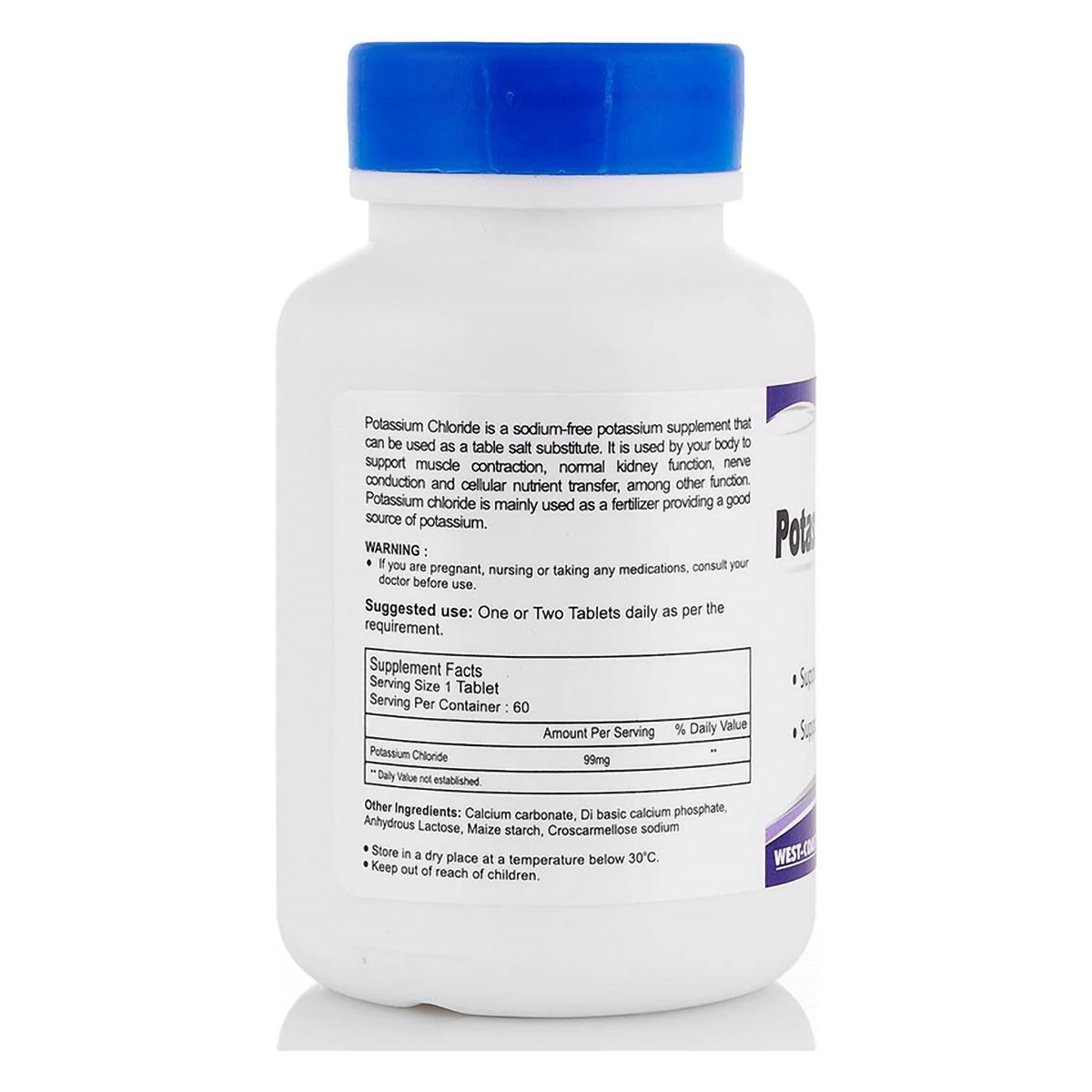 Healthvit Potassium Chloride 99 mg, 60 Tablets, Pack of 1 Healthvit Potassium Chloride 99 mg, 60 Tablets, Pack of 1