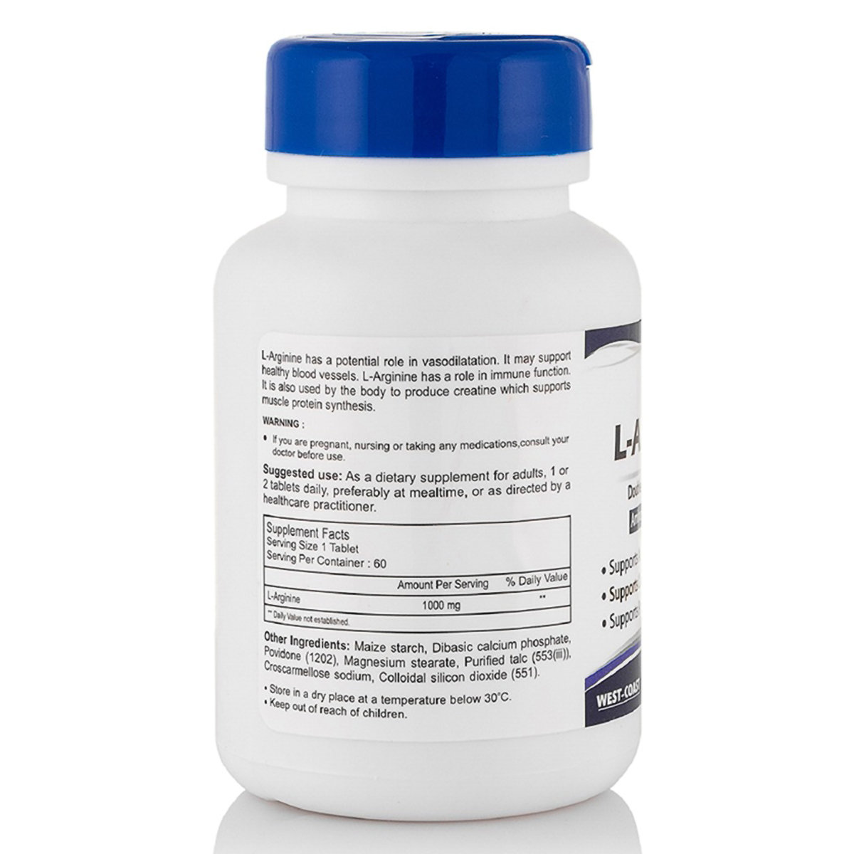 Healthvit L-Arginine 1000 mg Amino Acid Supplement, 60 Tablets, Pack of 1 Healthvit L-Arginine 1000 mg Amino Acid Supplement, 60 Tablets, Pack of 1