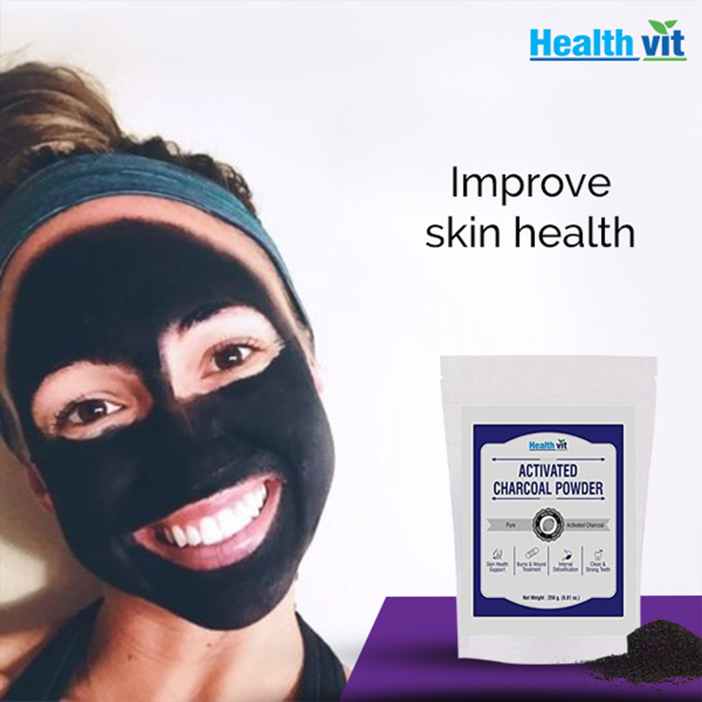 Healthvit Activated Charcoal Powder 100 gm | Pure Activated Charcoal | Support Skin Health | Treats Burn & Wound | For Internal Detoxifiaction | Teeth Whitening Charcoal Powder For Strong & Clean Teeth, Pack of 1 Healthvit Activated Charcoal Powder 100 gm | Pure Activated Charcoal | Support Skin Health | Treats Burn & Wound | For Internal Detoxifiaction | Teeth Whitening Charcoal Powder For Strong & Clean Teeth, Pack of 1