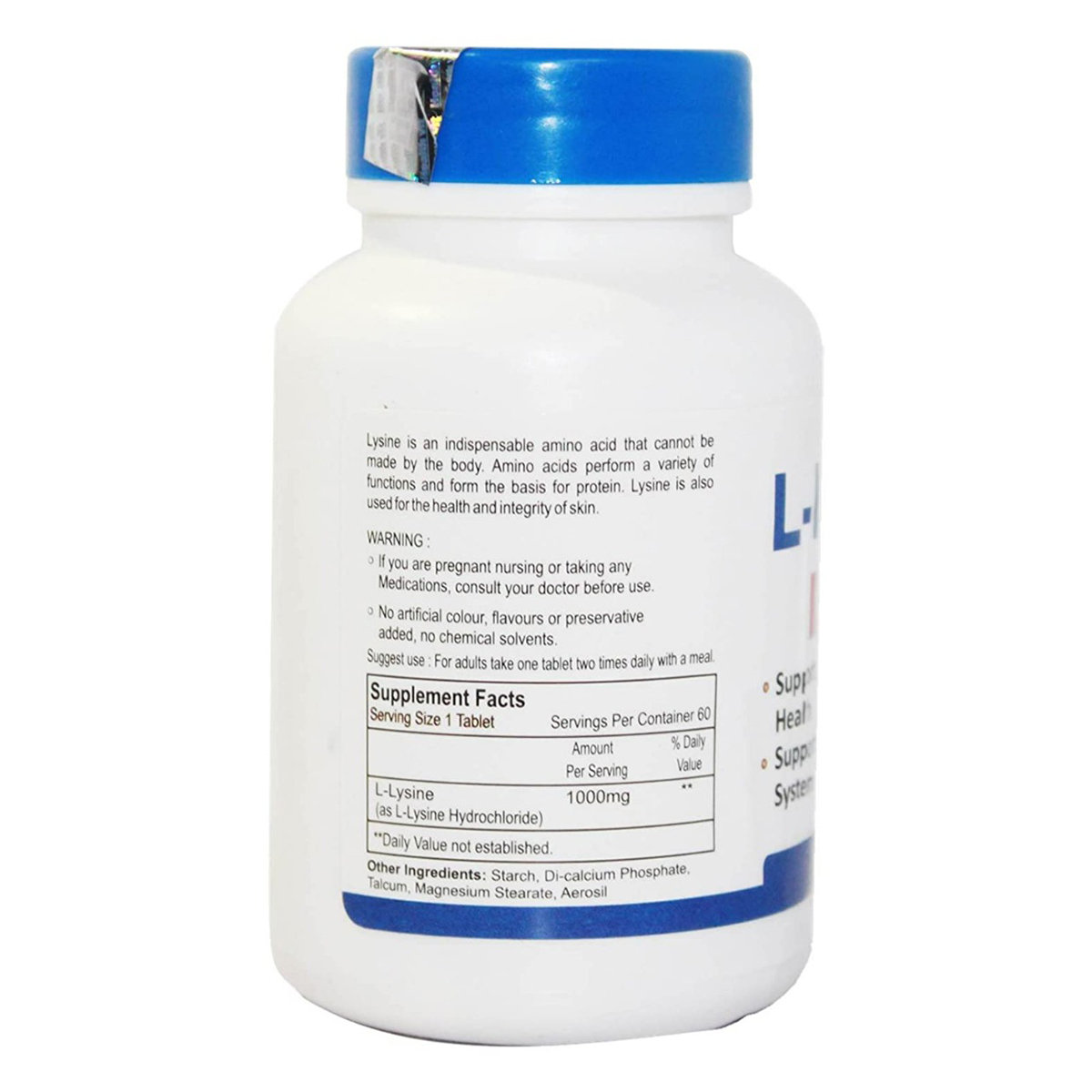 Healthvit L-Lysine 1000 mg, 60 Tablets, Pack of 1 Healthvit L-Lysine 1000 mg, 60 Tablets, Pack of 1