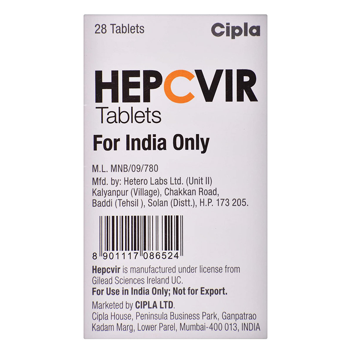 Hepcvir 400 mg Tablet 28's, Pack of 1 Tablet Hepcvir 400 mg Tablet 28's, Pack of 1 Tablet