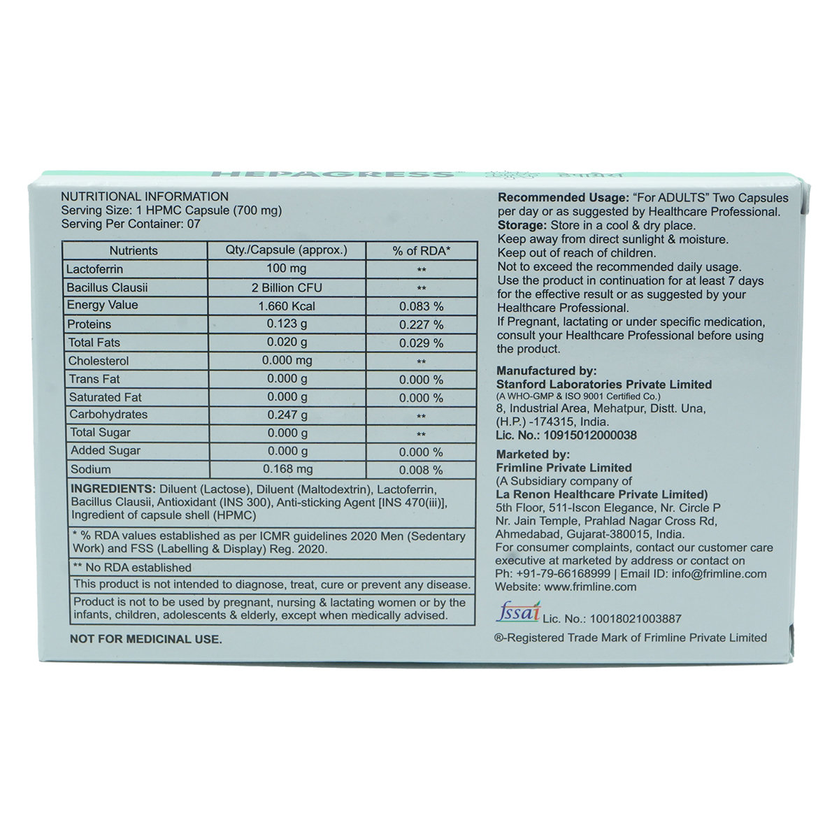 Hepagress Capsule 7's, Pack of 7 CapsuleS Hepagress Capsule 7's, Pack of 7 CapsuleS