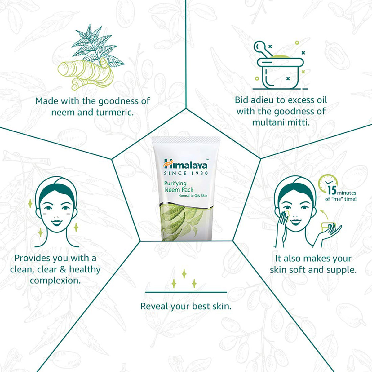 Himalaya Purifying Neem Face Pack 50 gm | With Neem & Turmeric | Pruifies & Deeply Cleanses Skin | For Clear & Problem Free Skin | For Normal To Oily Skin, Pack of 1 Himalaya Purifying Neem Face Pack 50 gm | With Neem & Turmeric | Pruifies & Deeply Cleanses Skin | For Clear & Problem Free Skin | For Normal To Oily Skin, Pack of 1