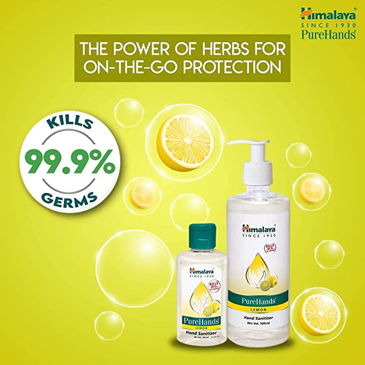 Himalaya Pure Hands Lemon Flavour Hand Sanitizer 100 ml | KillS 99.9% Of Germs, Pack of 1 Himalaya Pure Hands Lemon Flavour Hand Sanitizer 100 ml | KillS 99.9% Of Germs, Pack of 1