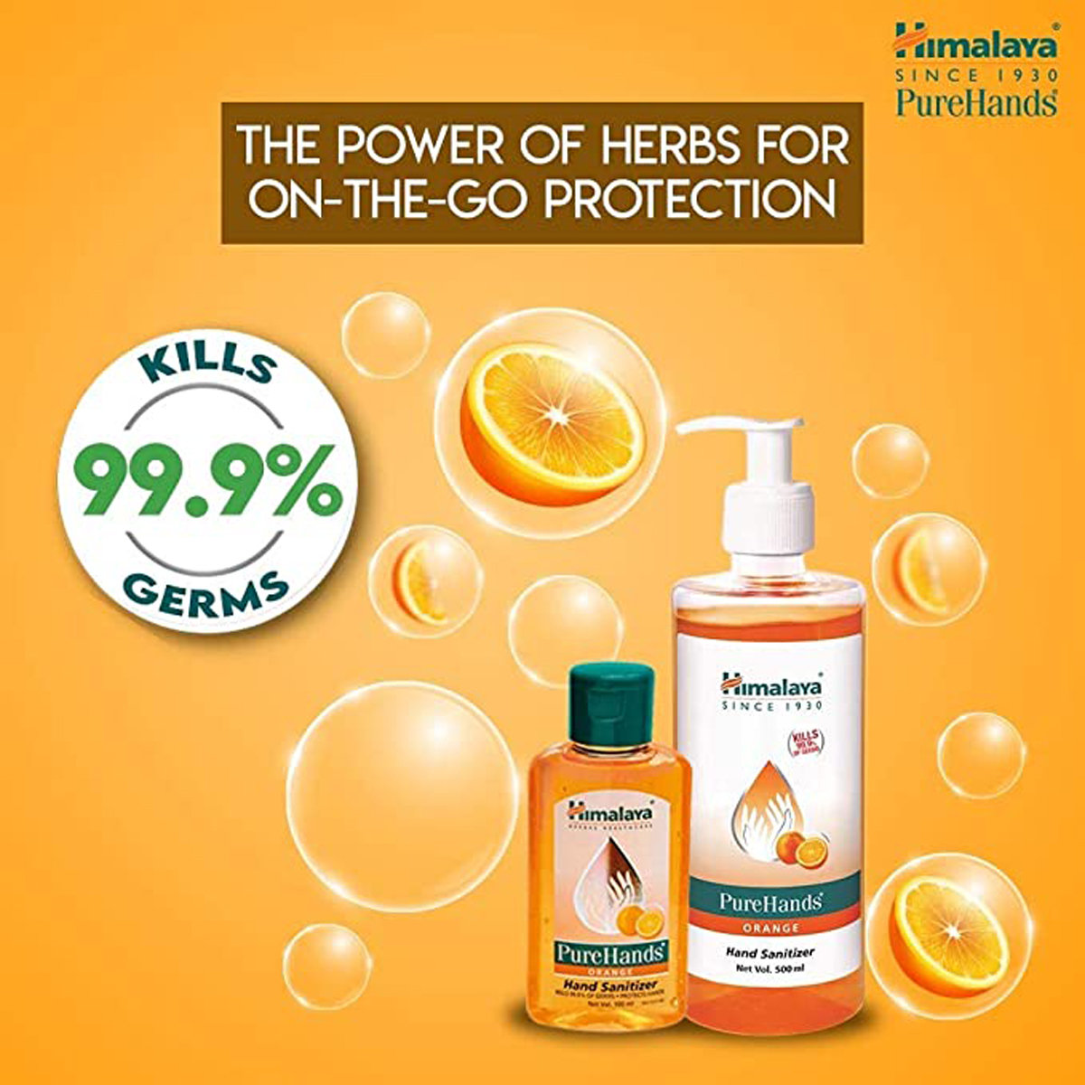 Himalaya Pure Hands Orange Flavour Hand Sanitizer 100 ml | KillS 99.9% Of Germs, Pack of 1 Himalaya Pure Hands Orange Flavour Hand Sanitizer 100 ml | KillS 99.9% Of Germs, Pack of 1