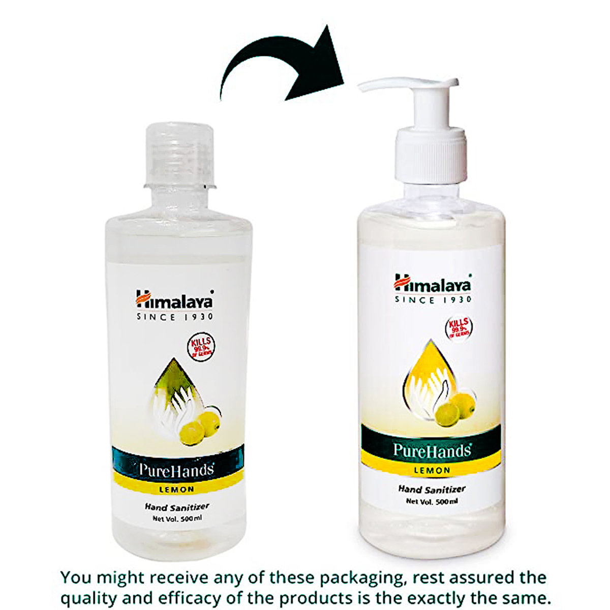 Himalaya Pure Hands Lemon Flavour Hand Sanitizer 500 ml | KillS 99.9% Of Germs, Pack of 1 Himalaya Pure Hands Lemon Flavour Hand Sanitizer 500 ml | KillS 99.9% Of Germs, Pack of 1