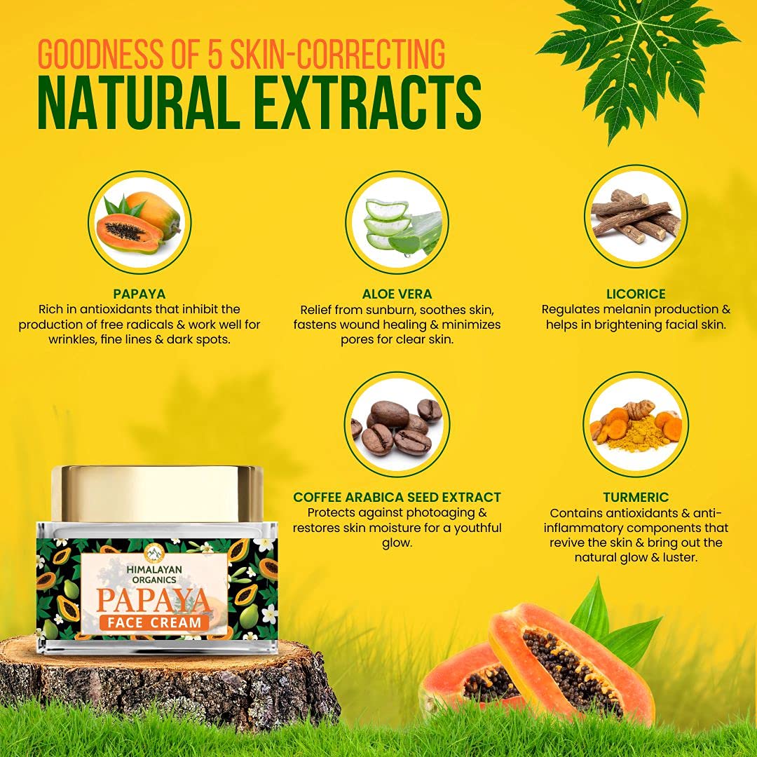 Himalayan Organics Papaya Face Cream 50 ml | With Turmeric & Aloe Vera | Anti Blemish & De Pigmentation Cream | Reduces Dark Spots | For Flawless & Blemish Free Complexion | For Men & Women, Pack of 1 Himalayan Organics Papaya Face Cream 50 ml | With Turmeric & Aloe Vera | Anti Blemish & De Pigmentation Cream | Reduces Dark Spots | For Flawless & Blemish Free Complexion | For Men & Women, Pack of 1